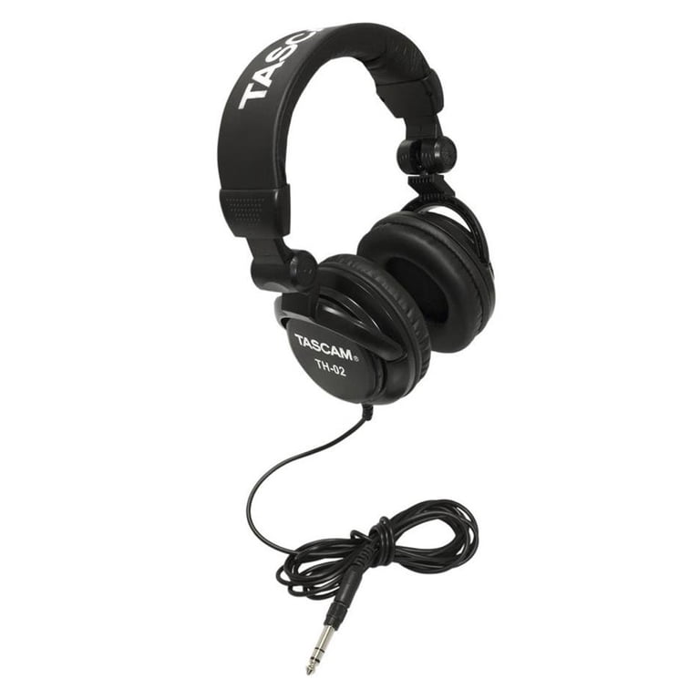 Tascam TH-02 Closed Back Studio Headphones, Black, Over-Ear Design