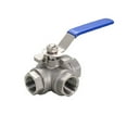 thumbnail image 2 of Ball Valve 304 Stainless Steel 1/4 3/8 1/2 3/4 1" 2" Female Full Port T/L-Port 3 Way Ball Valve Connector Adapter For Water Oil Air Gas ,Safe Mode, 2 of 7