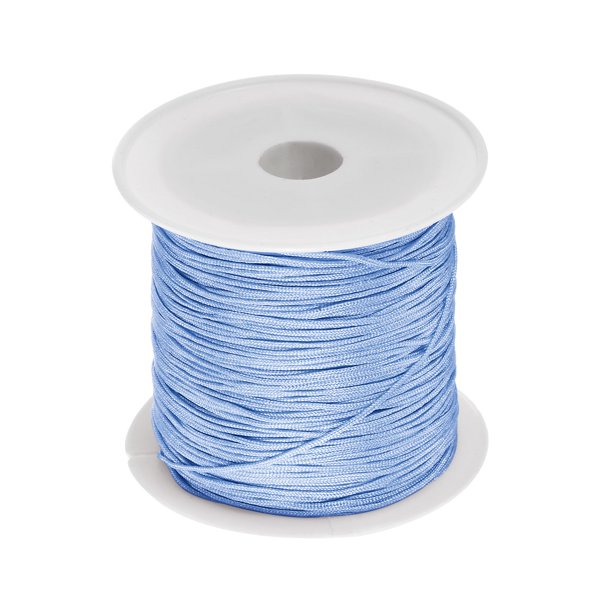 1 Rollo Nylon Rebordear Hilo Anudar Cordón 0,6mm 50 Yardas Trenzado Nylon Artesanía Satén Cuerda para Pulsera Collar Kumihimo, Neblina Azul