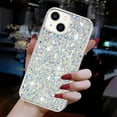 thumbnail image 6 of for iPhone 15 Glitter Case, Cute Bling Sparkle Shiny Slim Soft Silicone Reflective Clear TPU Bumper Women Girls Shockproof Protective Phone Case for iPhone 15, White, 6 of 6