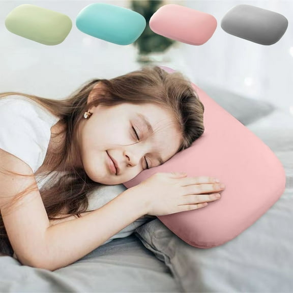 Portable Travel Pillow for Adults and Minors, Small Nap Pillow with Memory Foam, Blue Pink Green Gray Colors, Ergonomic Neck Support for Office, Car, Airplane Napping,Vsgery
