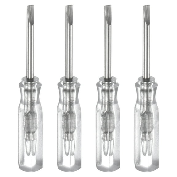 Uxcell 4Pcs SL2.0 Mini Slotted Screwdriver 2mm Magnetic Flat Head 45mm Length for Repairs, Transparent