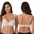 thumbnail image 4 of Curve Muse Plus Size Womens Cotton Unlined Balconette Underwire Bras-3 Pack-YELLOW,LIGHT PINK,LIGHT BLUE-48DD, 4 of 7