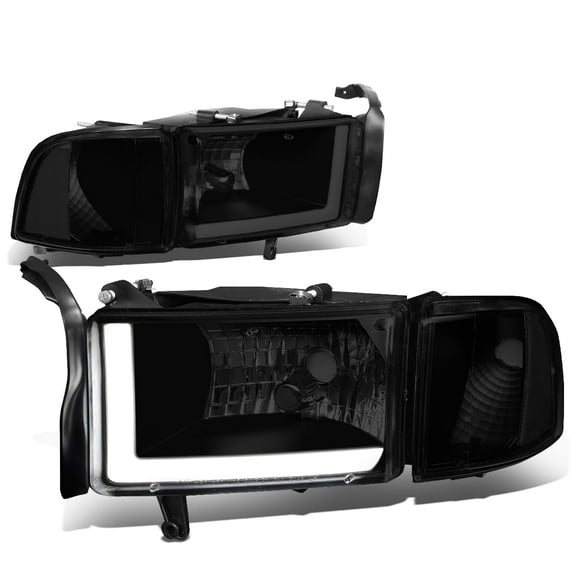 DNA Motoring For 94-02 Dodge Ram LED DRL Smoked Clear Corner Headlight Lamps Pair