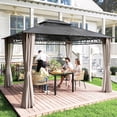thumbnail image 2 of Outsunny 10' x 12' Double Roof Hardtop Gazebo with Nettings Curtains Khaki, 2 of 9
