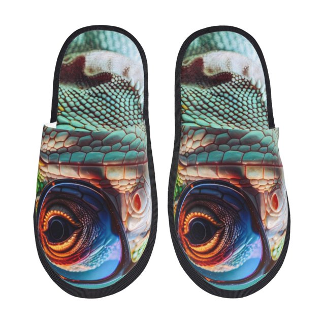 Fotbe Stylish Sunglasses Iguana Pantuflas Peludas para Mujer con Estampado, Zapatillas de Peluche, Zapatos de Invierno para Casa, Uso Interior y Exterior-Large