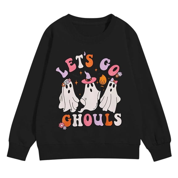 Mercatoo Autumn Winter and Halloween Medium and Large Children's Personalized Sweatshirts Teenagers' Long Sleeved Cute Sweatshirts