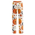 thumbnail image 5 of Domzest Halloween Pajama Pants for Women Pumpkin Ghost Bat Print Drawstring Elastic Waisted Sleepwear Wide Leg Funny Pajama Bottoms Saffron XXL, 5 of 5