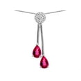 thumbnail image 2 of Star K� Double Drop Pear Shape Ball Bar Simulated Pink Tourmaline Pendant Necklace, 2 of 9