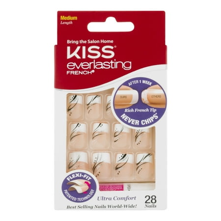 Kiss Nails Everlasting French Medium Length - 28 CT