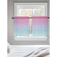 thumbnail image 5 of Pink Blue Ombre Striped Tier Curtains 36 Inch Length,Sheer Curtains for Bedroom Living Room Vintage Stripes Farmhouse Line Short Kitchen Curtains Drapes for Small Half Window 27.5"x36" 2 Panels, 5 of 7