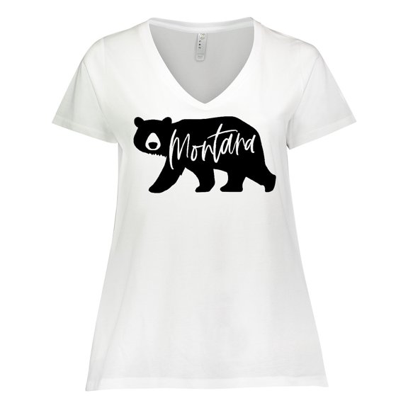 Inktastic Montana Black Bear Silhouette Women's Plus Size V-Neck T-Shirt