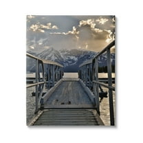 Stupell Industries Dock & Mountain View Landscape Photography Gallery Wrapped Canvas Art Print Wall Art, 16 x 20
