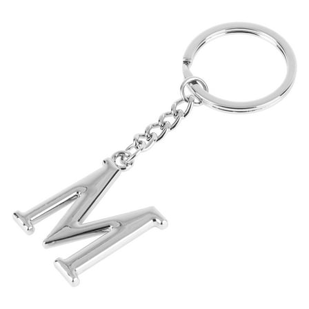 Set of 2 Silver Key Ring Letter Keychains for Women