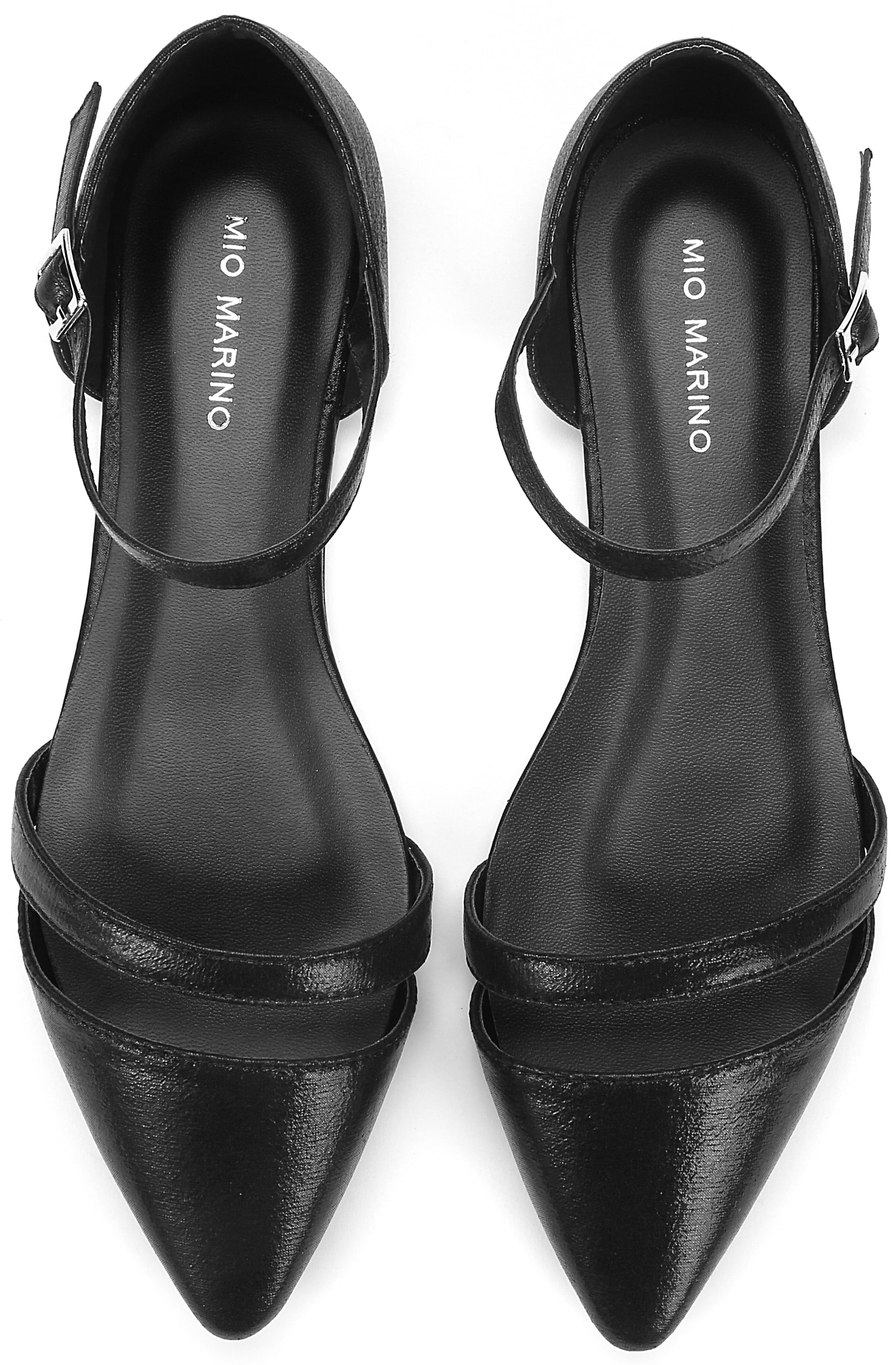 Mio Marino D'Orsay Pointed Toe Flats - Womens Ankle Strap Dress Shoes - Quick Release Buckle (Beige, 5.5)