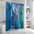 thumbnail image 6 of Abstract Blue Shower Curtain, Waterproof Shower Curtains for Bathroom, Painting Buildings Geometric Color Block Washable Fabric Bathtub Curtain Set Bath Decor with 12 Hooks Extra Long 72"x96", 6 of 8