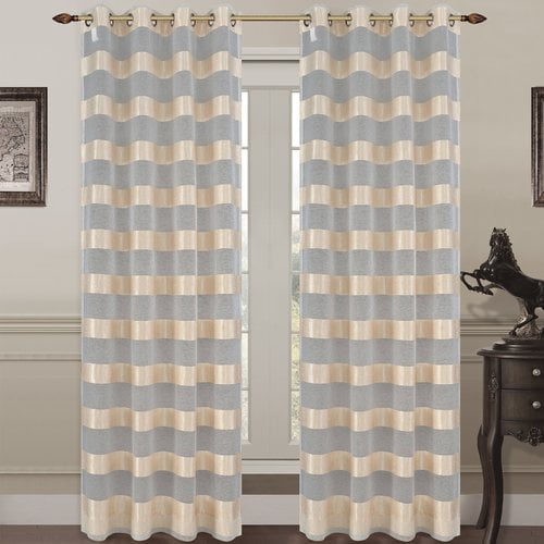 Urbanest Monica Striped Sheer Grommet Curtain Panels Set Of 2