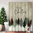 thumbnail image 4 of Merry Christmas Shower Curtains for Bathroom, Buffalo Xmas Tree Waterproof Fabric Shower Curtain for Bathroom Bathtub Decoration, Machine Washable, 36"x72", 4 of 9