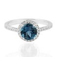 thumbnail image 3 of KIRAN FINE JEWEL Round Blue Topaz CZ Diamond Solitaire with Accents Ring 925 Silver Wedding Women Gemstone Statement Jewelry Gift For Her, 3 of 5