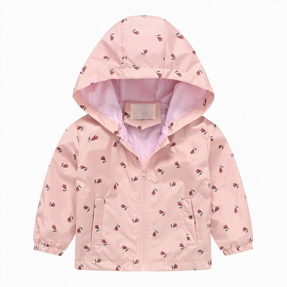 mgoYE 2t Rain Jacket Toddler Boy's Cartoon Dinosaur Zip Jacket Lightweight Hooded Windbreakers Outdoor Raincoat(Pink,7-8 Years)