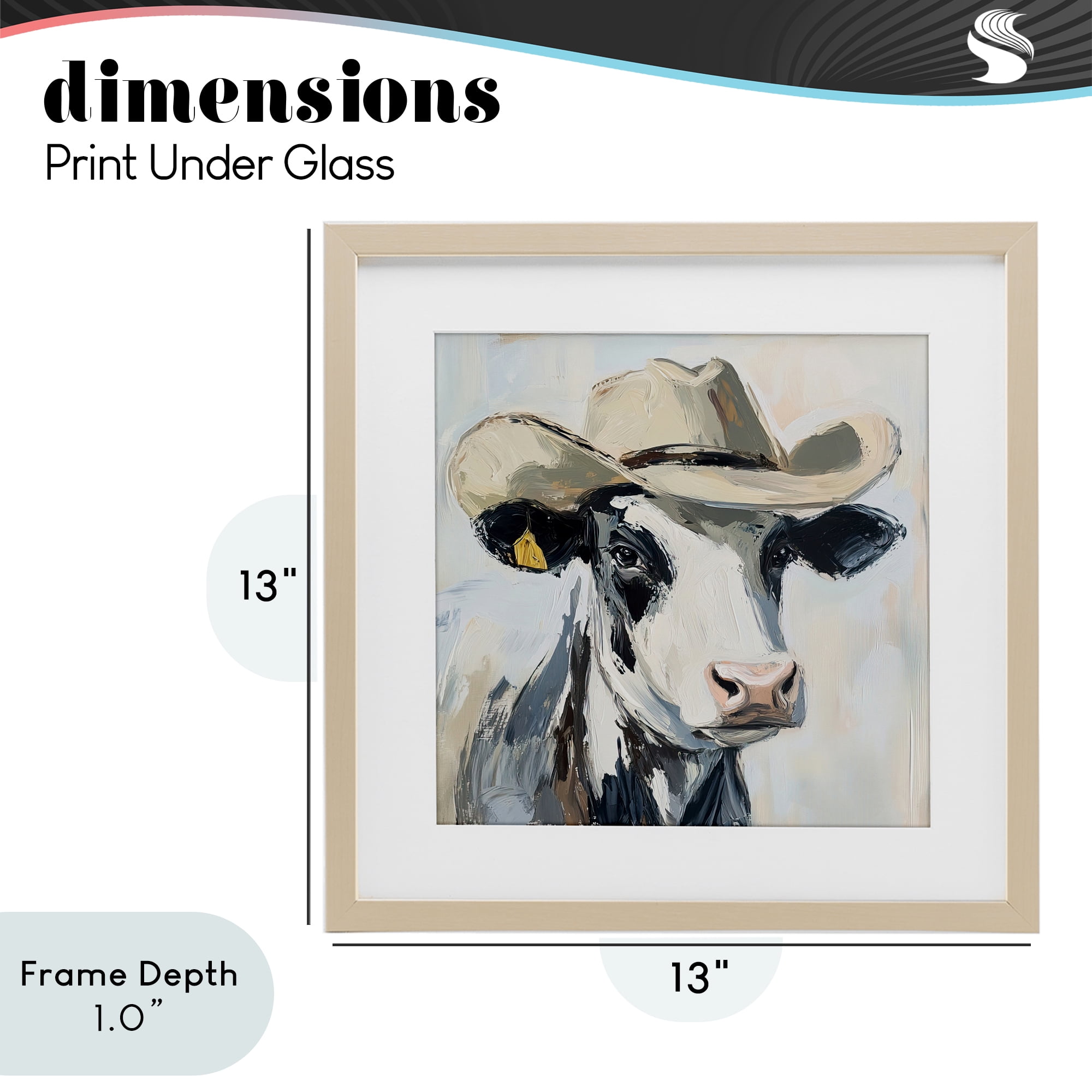 Stupell Industries Cowboy Carl Cow Birch Framed Print Under Glass, design by Tina LeCour