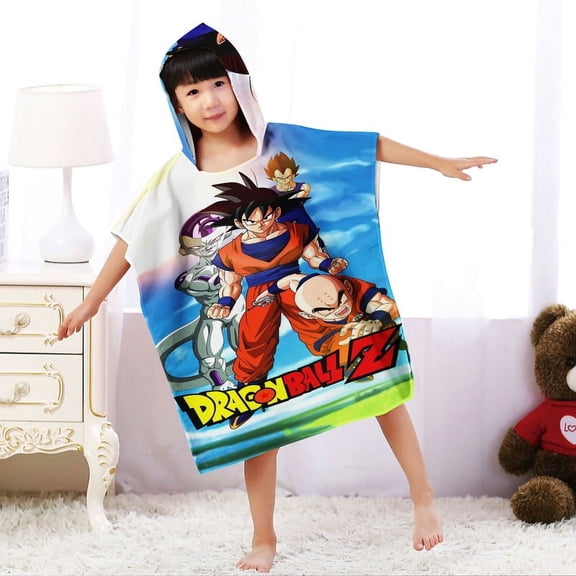 Dragon ball Boys and Girls Hooded Poncho Towels, Soft & Absorbent Microfiber Beach Towel, Swimming Pool Changing Robe Bathrobe Bath Towel