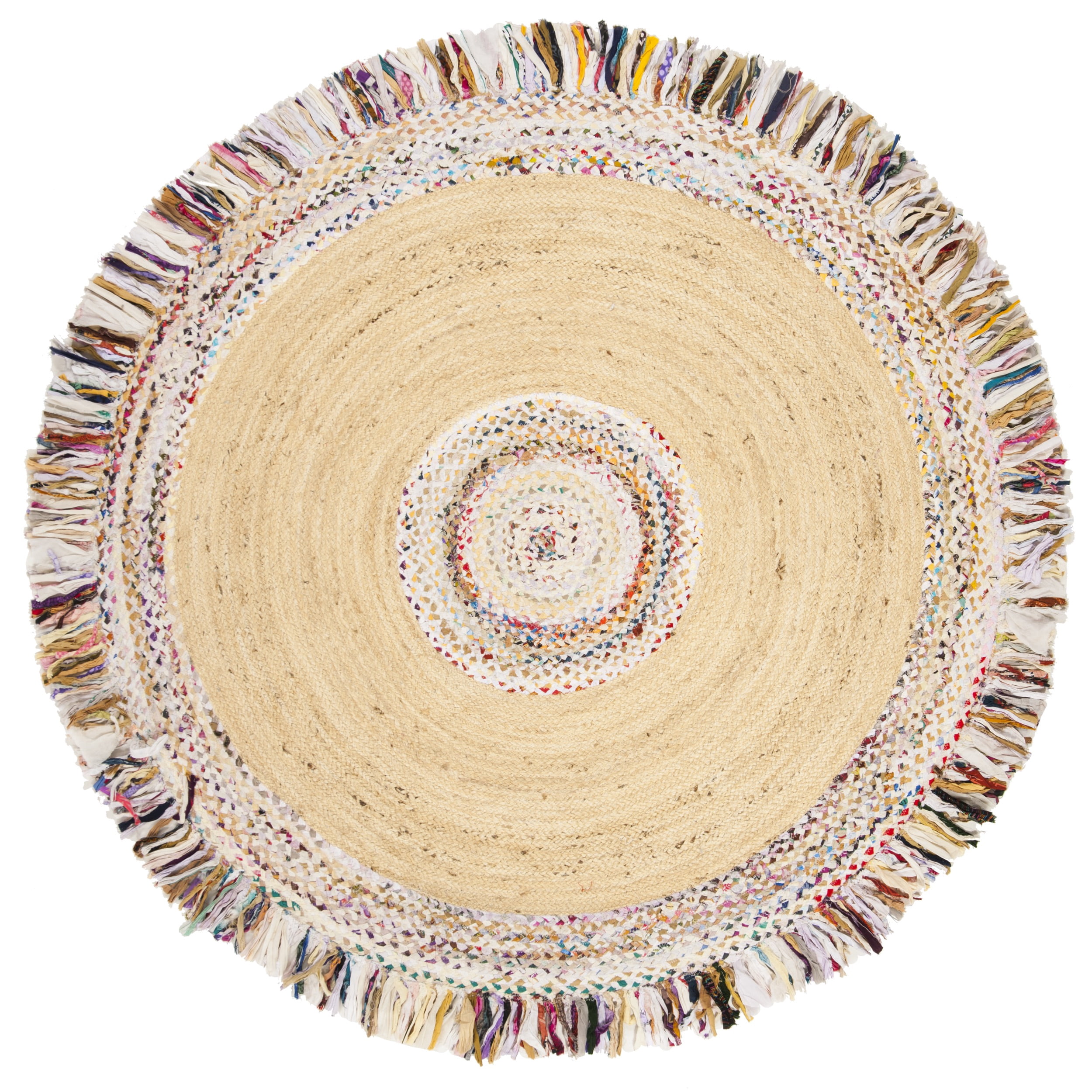 SAFAVIEH Cape Cod Keeleigh Geometric Area Rug, Ivory/Light Beige, 6' x 6' Round