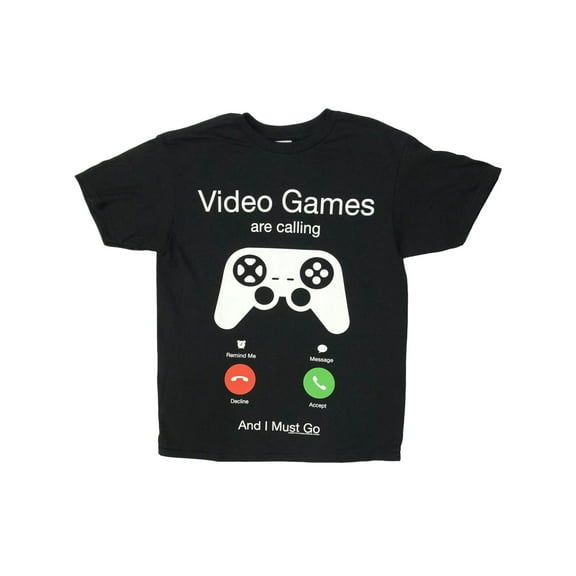 Boys Black Short Sleeve Video Games Are Calling T-Shirt Controller Tee 5-6