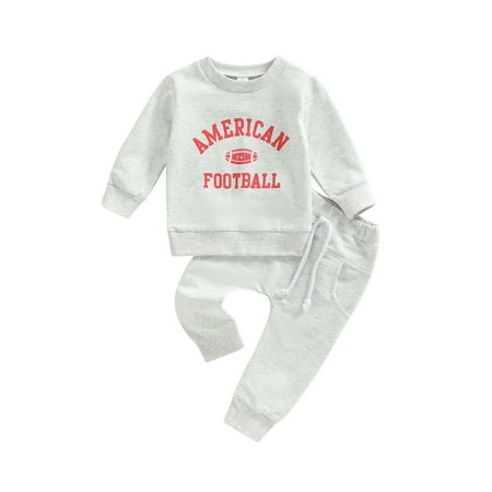 

Bagilaanoe 2Pcs Toddler Baby Boy Long Pants Set Letter Football Print Long Sleeve Sweatshirt Pullover Tops+ Trousers 6M 12M 18M 24M 3T 4T Kids Casual Sweatsuit