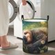 thumbnail image 5 of Balery Daisy Sleeping Sloth Cesta de ropa redonda con asas, impermeable, independiente, para ropa, juguetes, dormitorio y familia-Small, 5 of 6