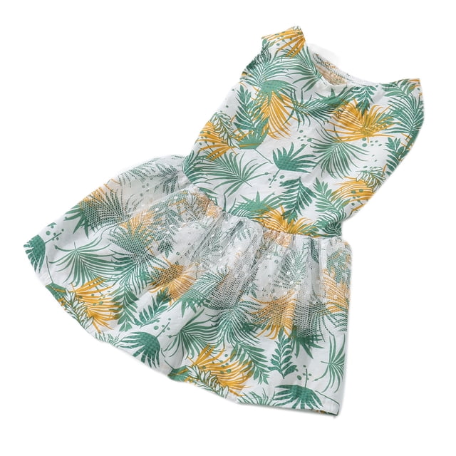 Robe de Chat, Robe de Chien d'Été Réduit la Perte de Cheveux Modèle de Feuille à la Mode Polyester pour Tous les Jours XS, S, M, L
