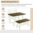 thumbnail image 3 of Harper & Bright Designs Farmhouse 4 Pieces Dining Table Set for 4, Solid Wood Kitchen Table Set with 2 Upholstered Chairs and Bench for Small Space, Brown, 3 of 14