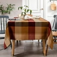 thumbnail image 6 of Plaid Tablecloth Rectangle Cotton Linen Textured Holiday Table Cover Spillproof Water Wrinkle Resistant Vintage Tabletop Decoration Kitchen Dining Room, 60" x 84", Red Checkered, 6 of 6