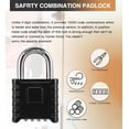 thumbnail image 4 of Heavy Duty Combination Padlocks Outdoor 52mm 4 Digit Locker with 8mm Thick Shackle Backyard Hasp Locker (Black), 4 of 7