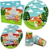 Fire Truck Firefighter Party Supplies Tableware Set 24 9" Paper Plates 24 7" Plate 24 9 Oz Cup 50 Lunch Napkin for Fireman Rescue Station Department Engine Themed Disposable Birthday Baby Shower Decor