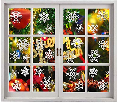 DERAYEE 104 pieces Window Static Stickers Snowflake Clings for Christmas Window Decorations DERAYEE 104 pieces Window Static Stickers Snowflake Clings for Christmas Window Decorations