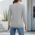 thumbnail image 4 of Qwertyu Polo Shirts for Women 3/4 Sleeve Tops Golf Tees Button Collared Cotton Shirt Business Casual Gray XL, 4 of 5