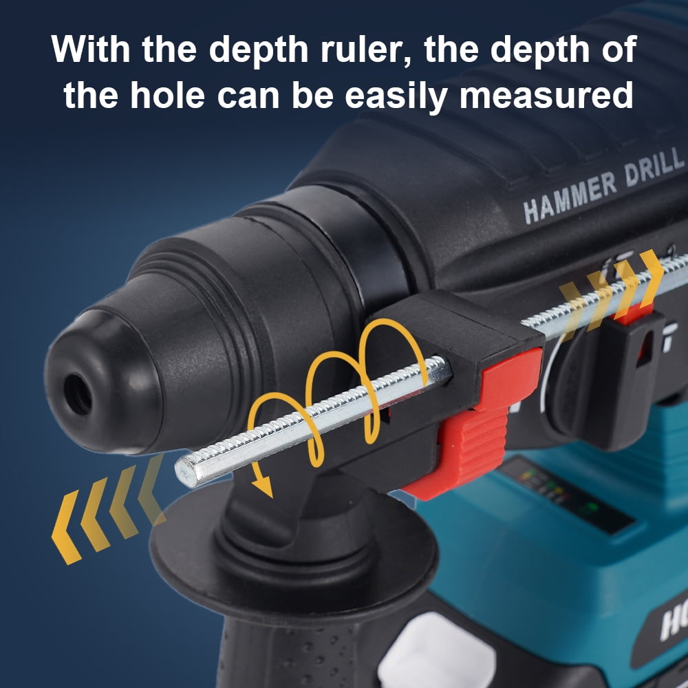 HORMY SDS-Plus Rotary Hammer Drill, 4 Functions Brushless Hammer Drill with Two 3.0A Batteries and 1 Fast Charger for Concrete Rock Floor Tile Removal