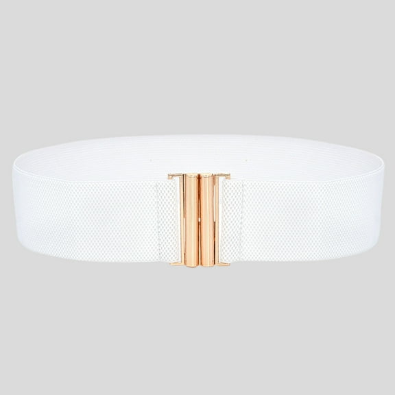 ZhenYing White Womens Belts, Embellished Wide Women Fashion Belts Lady Elastic Waist Stretch Belt Dress Wide Buckle Belt Work, Weekend Fashion Belts