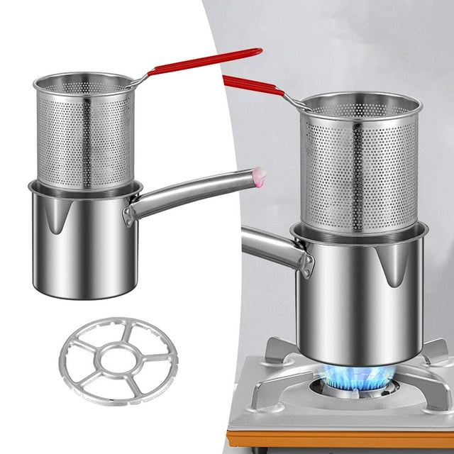 Deep Frying Pot Cookware with Strainer Basket for Kitchen Cooking Restaurant basket rack 1.8L