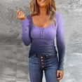 thumbnail image 4 of ketyyh-chn99 Purple Womens Night Shirts For Sleeping Women's Solid Long Sleeve Round Neck Crop T Shirt Top, 4 of 5