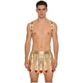 thumbnail image 3 of Aislor Mens Metallic Cupid Set Shiny Valentines Outfits Chest Harness with Slit Skirt Gold XL, 3 of 7