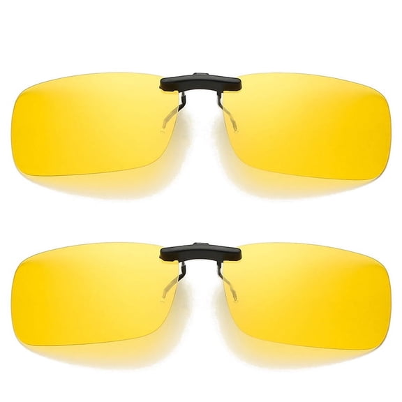 TOP-MAX Polarized Clip on Sunglasses, UV400 Lens Protection Eyes, for Men and Women Travel or Beach Vacation (2pcs, Yellow-Middle)
