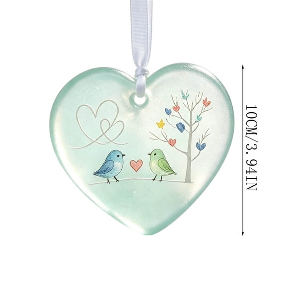 Heart Shaped Sea Glass Friendship Ornament Handmade Acrylic Keepsake Christmas Tree Hanging Decor For Sister Friend 1 Count