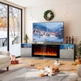 thumbnail image 6 of Easoger 70” Fireplace TV Stand for TVs up to 80", TV Stand with 36'' Electric Fireplace, LED Lights Entertainment Center, TV Console, Gray, 6 of 8