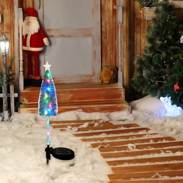 Luz solar para árbol de Navidad al aire libre, árbol de Navidad pequeño preiluminado con energía solar para decoración de jardín al aire libre y vacaciones.