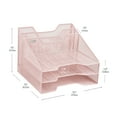 thumbnail image 4 of Mind Reader Desktop Organizer, File Holder, Paper Trays, Metal, 12.5"L x 11.5"W x 9.5"H, Pink, 4 of 9