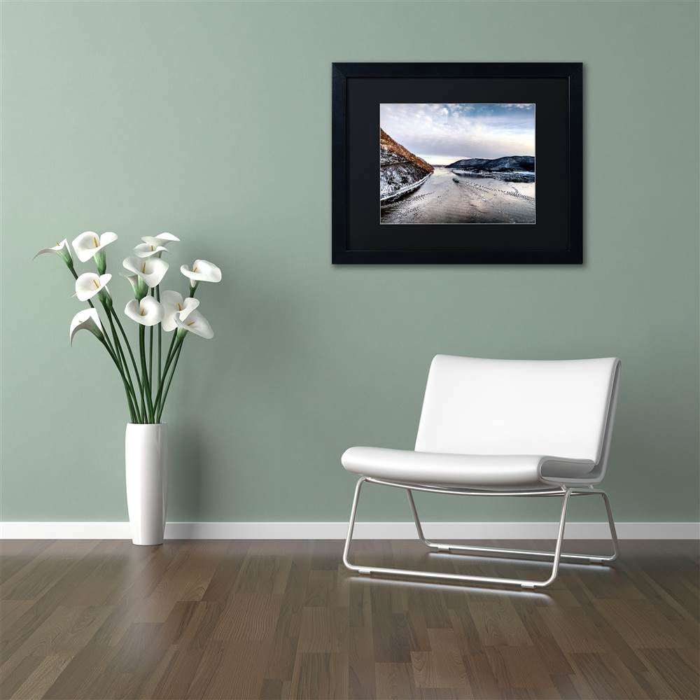 Trademark Fine Art "Hudson Valley" Canvas Art by David Ayash Black Matte, Black Frame