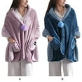 thumbnail image 4 of Sonducket Chaqueta de cama con botones de forro polar para mujer, manta tipo poncho cálida y cómoda, versátil Pijama rosa, 4 of 6