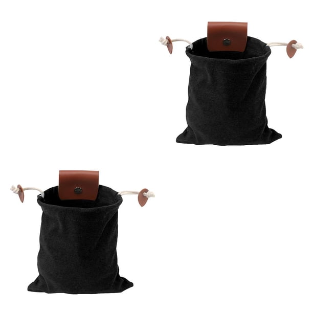 Wosthever Bolsa de forraje PU portátil Mini fruta baya seta recogida bolsa contenedor bolsillo al aire libre Camping senderismo Negro 2piezas